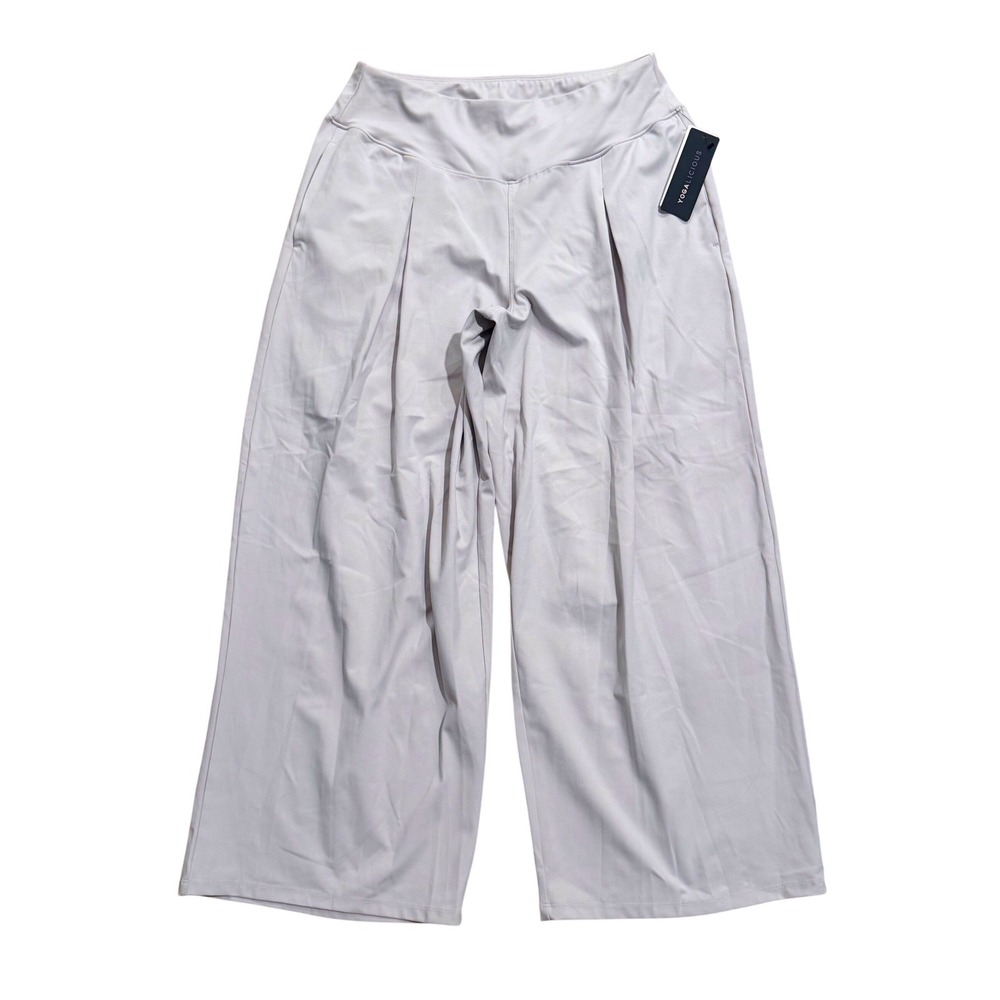 Yogalicious Womens XL  Lux Vogue Flow Wide Pant Shadow Rock Gray Pleated NWT